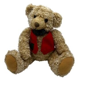 Vtg Hallmark 1995 Tyler Teddy Bear Christmas‎ Plush Holiday Vest Bowtie Toy Core